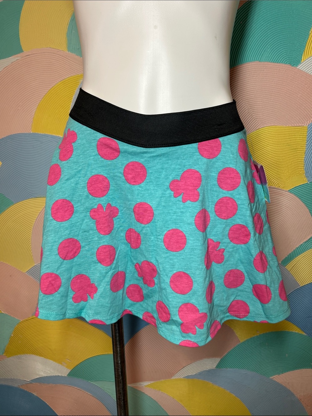 Disney Turquoise & Pink Polka Dot Skater Skirt kids sz L